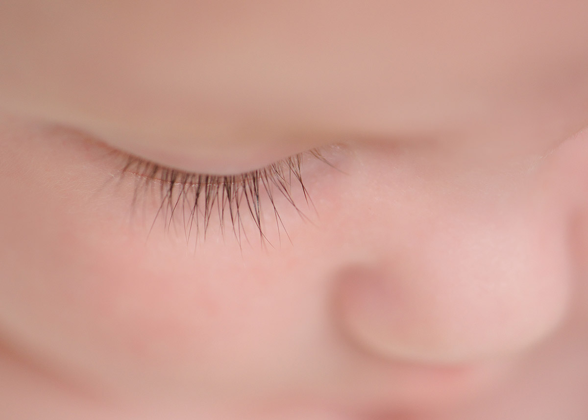 Eyelashes on a newborn baby