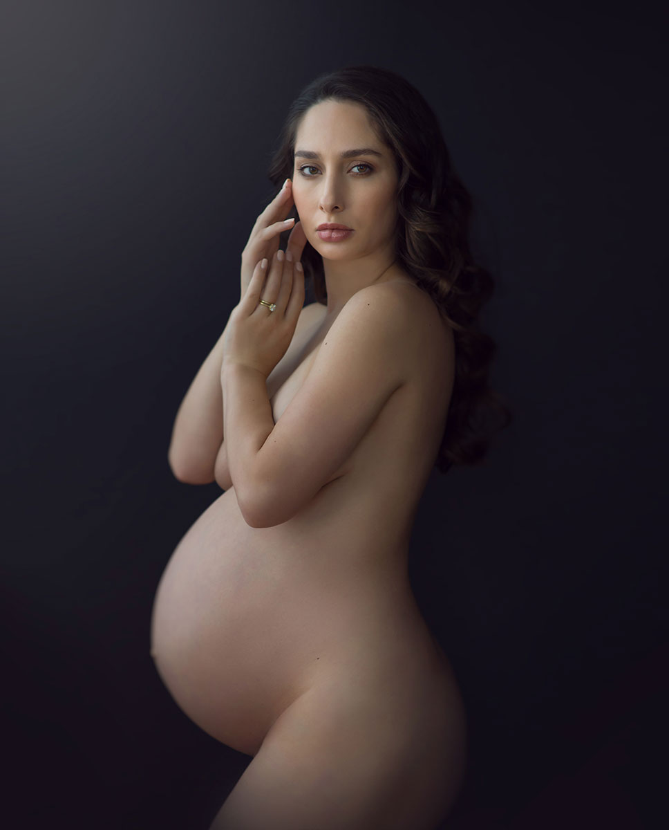 Beautiful maternity portrait taken at a NYC photo studio