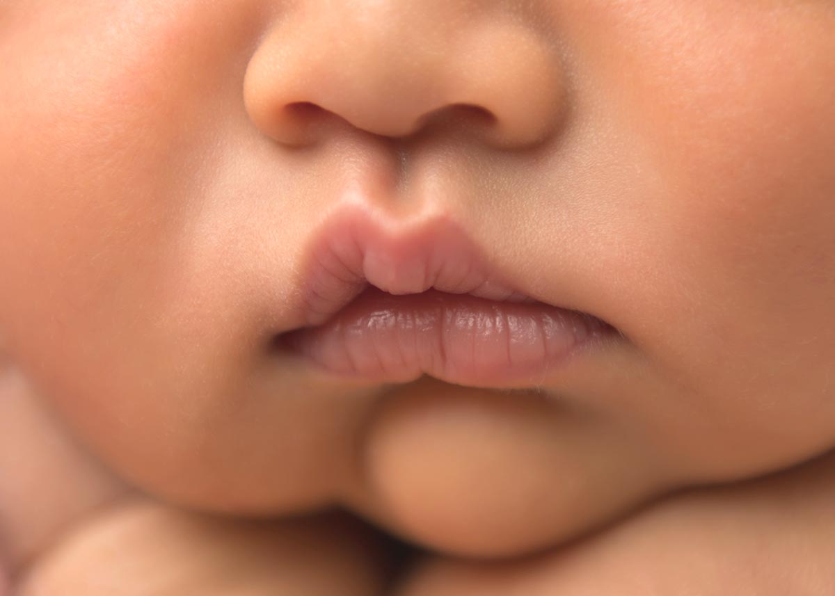 Closeup of newborn lips