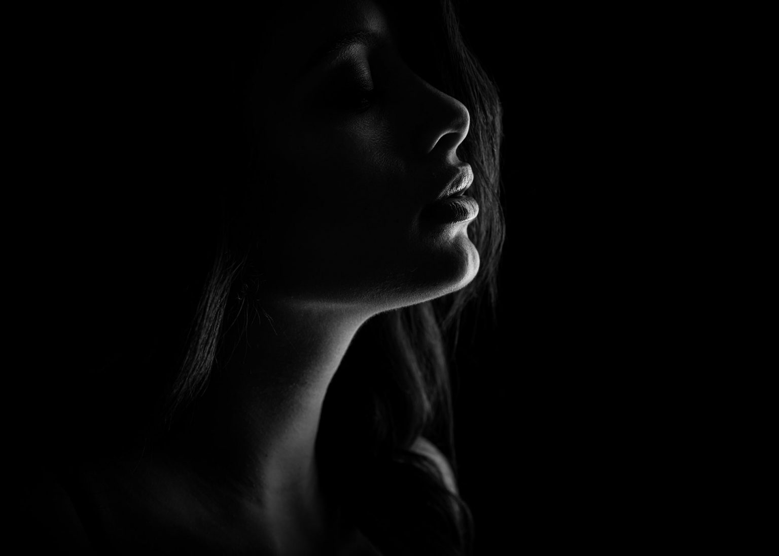 Boudoir photo closeup of woman's lips