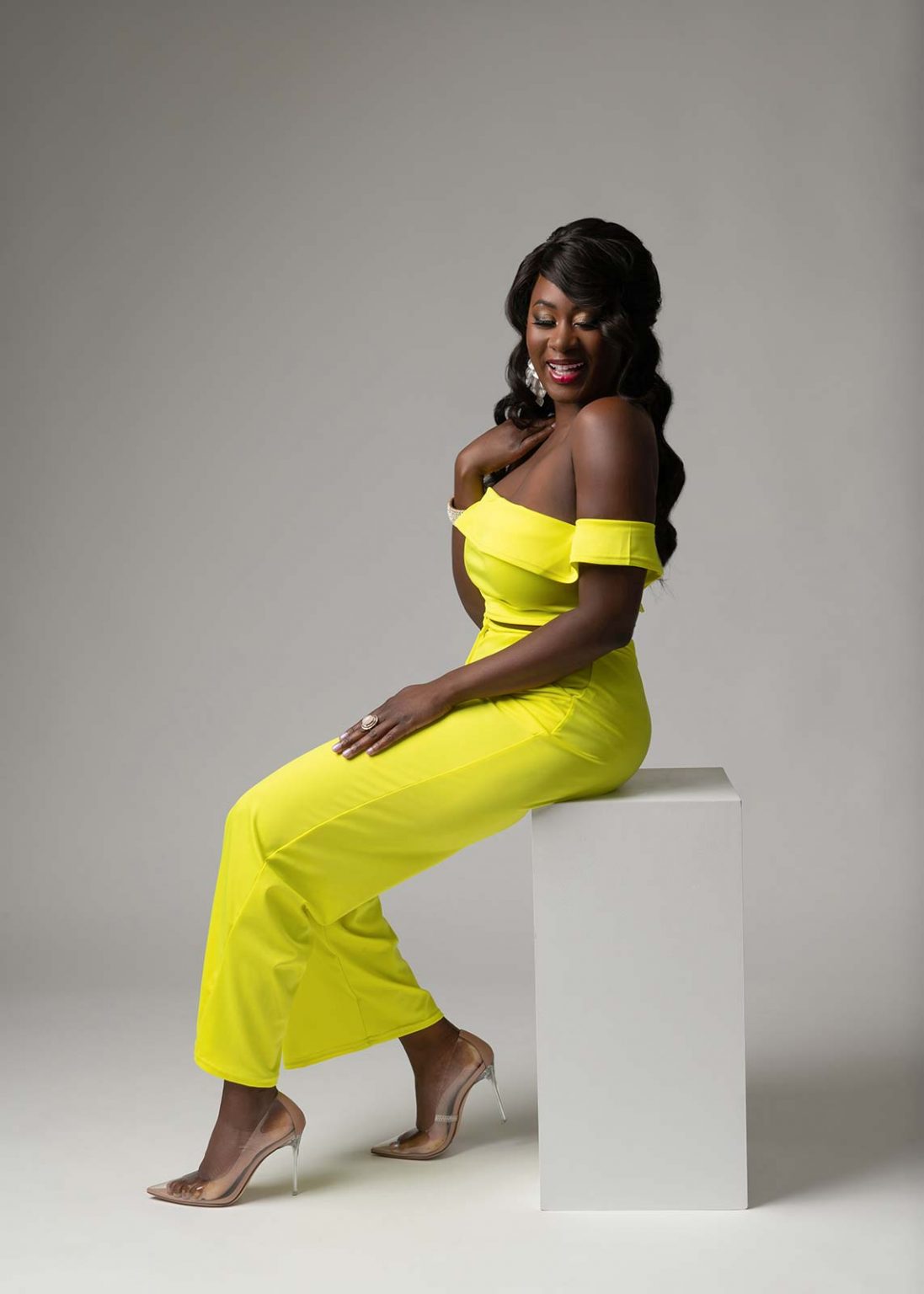 nyc beauty photographer neon yellow romper