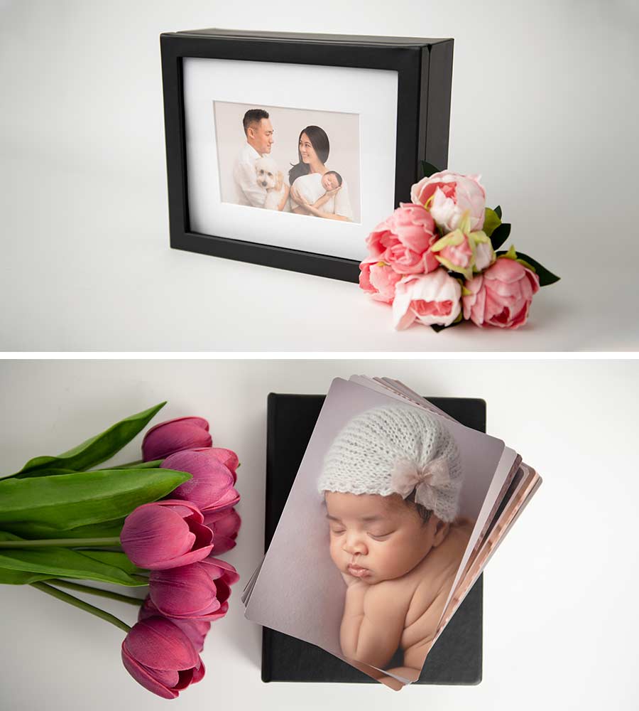 Collage of products offered by glow portraits nyc